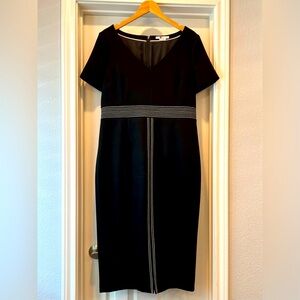 Boden Black Midi Dress with White Accents